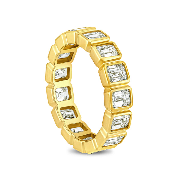 Emerald Cut Diamond Bezel Set Eternity Band