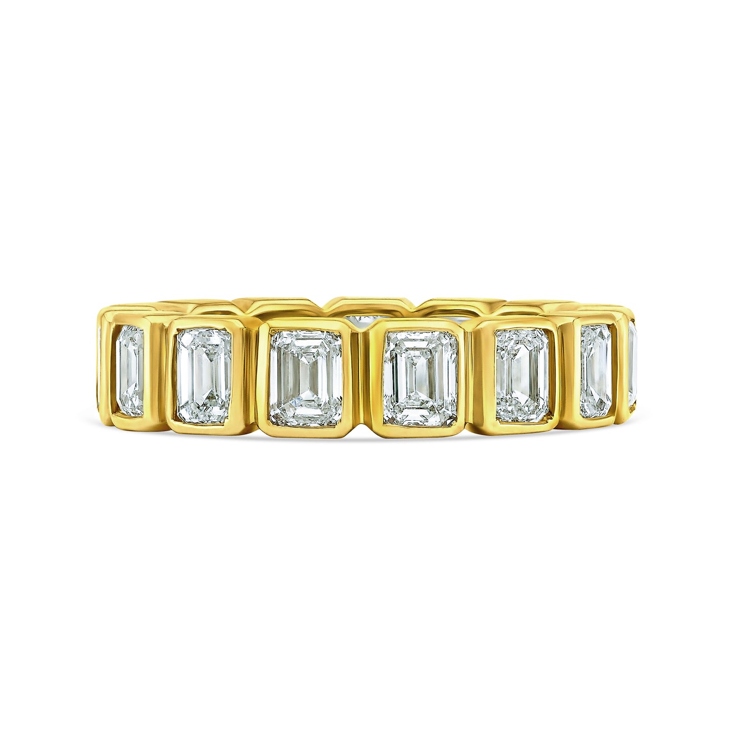 Emerald Cut Diamond Bezel Set Eternity Band