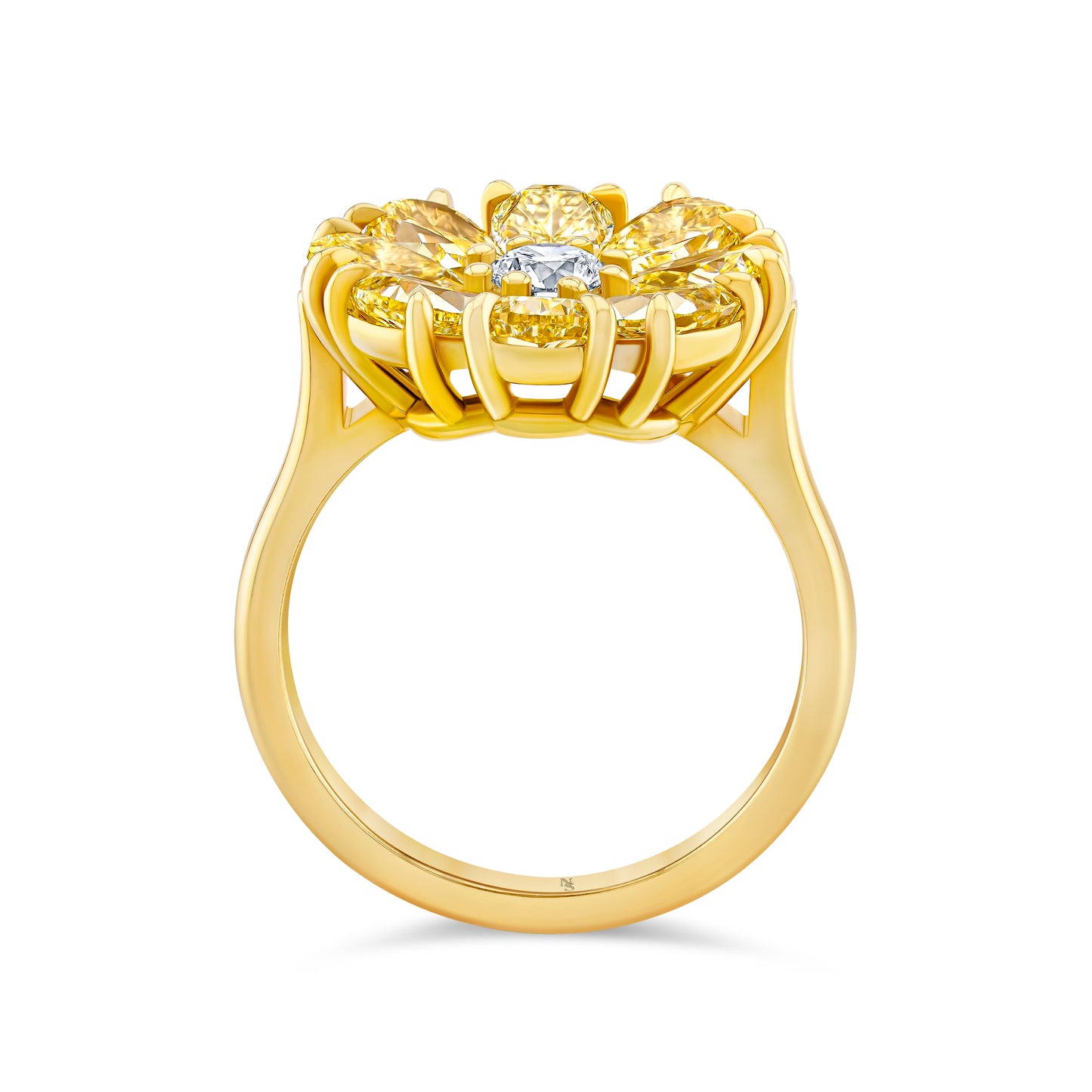 Fancy Yellow Diamond Flower Ring
