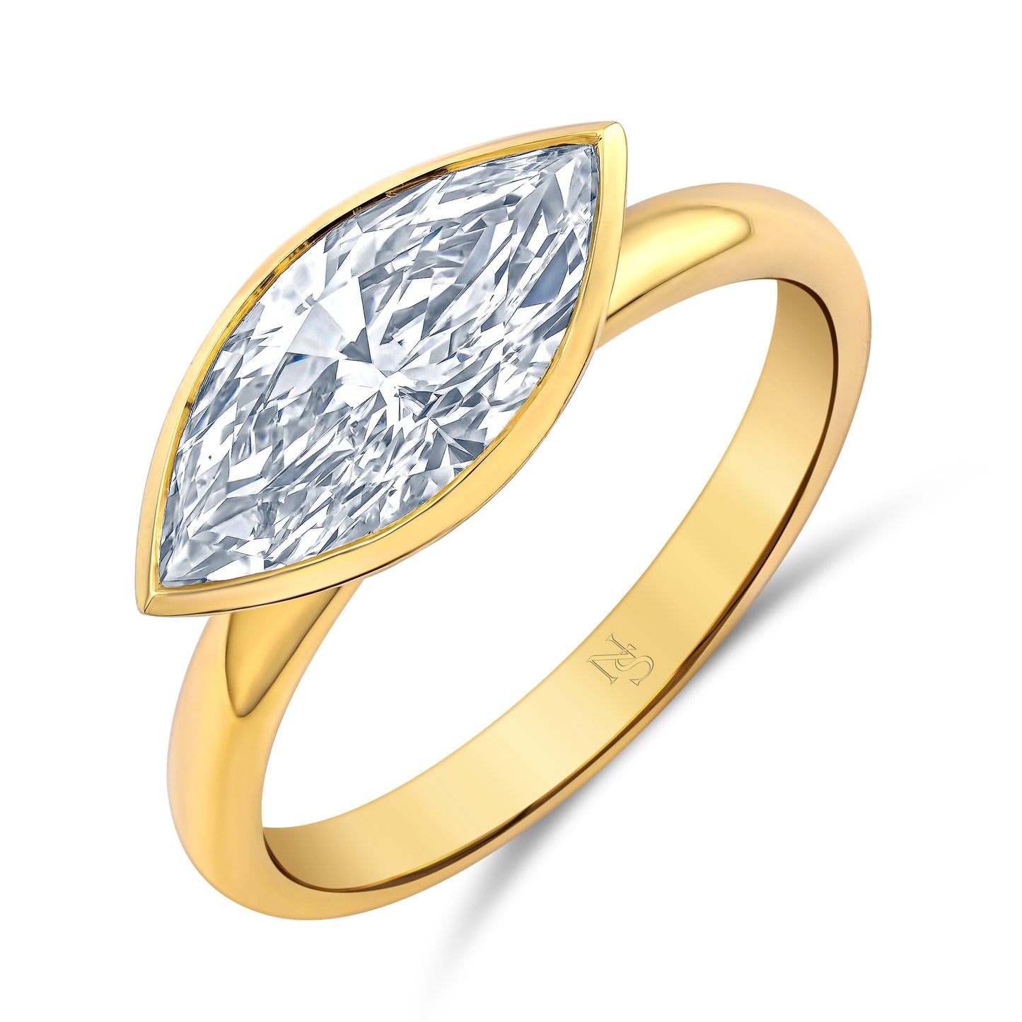 East West Bezel Set Marquise Diamond Ring