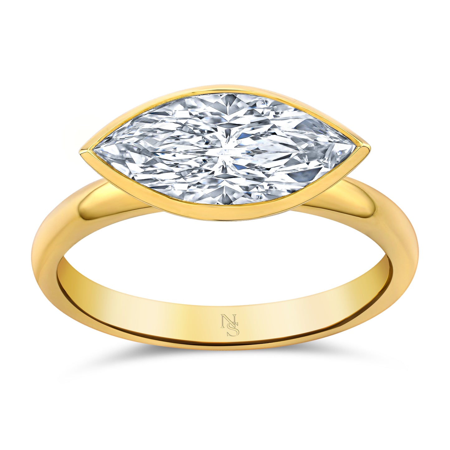 East West Bezel Set Marquise Diamond Ring