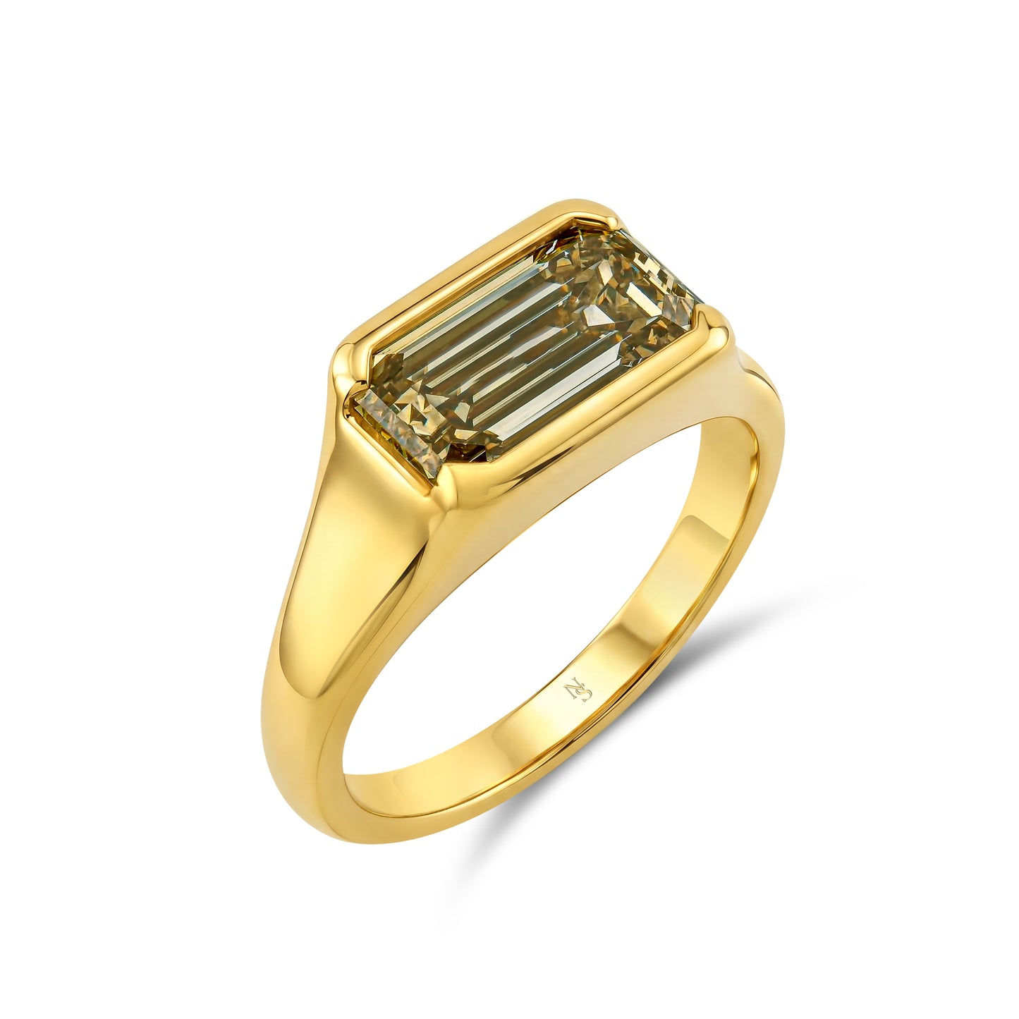 Flush Set Emerald-Cut Diamond Ring