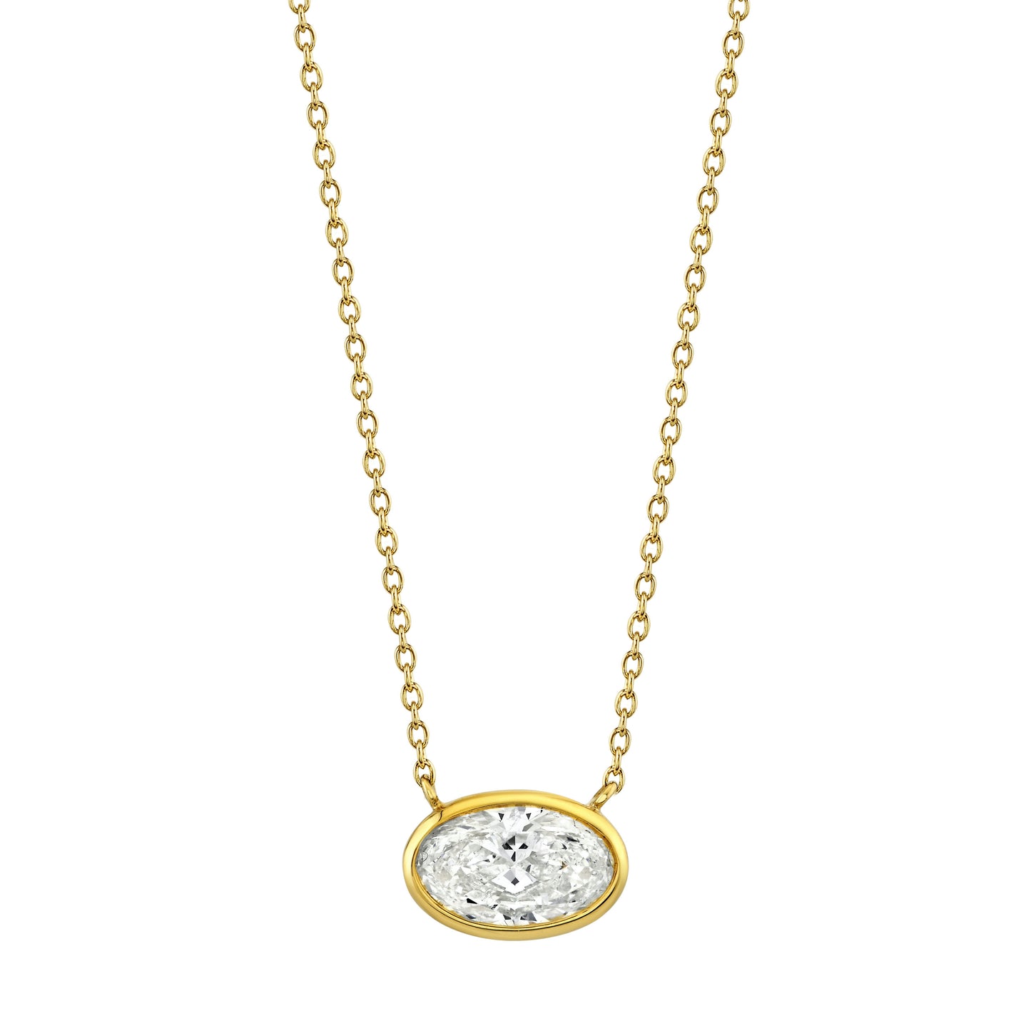 Oval Cut Diamond Bezel Pendant