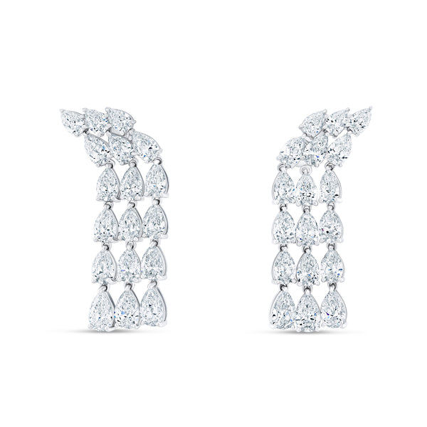 Triple Pear Diamond Dangle Earrings