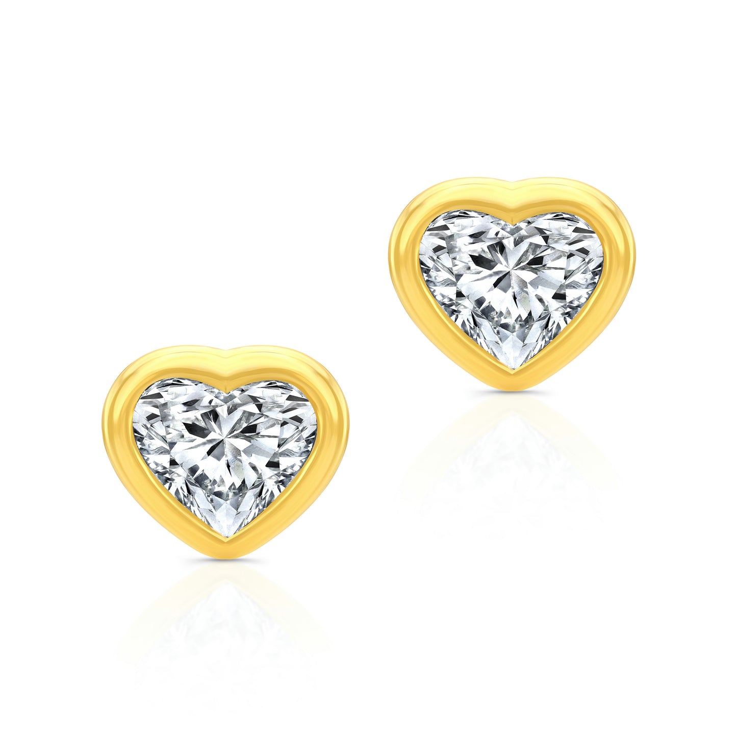 Heart Shape Diamond Bezel Studs