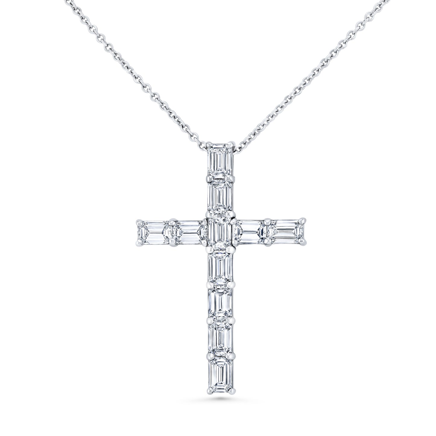 Emerald Cut Diamond Cross Pendant