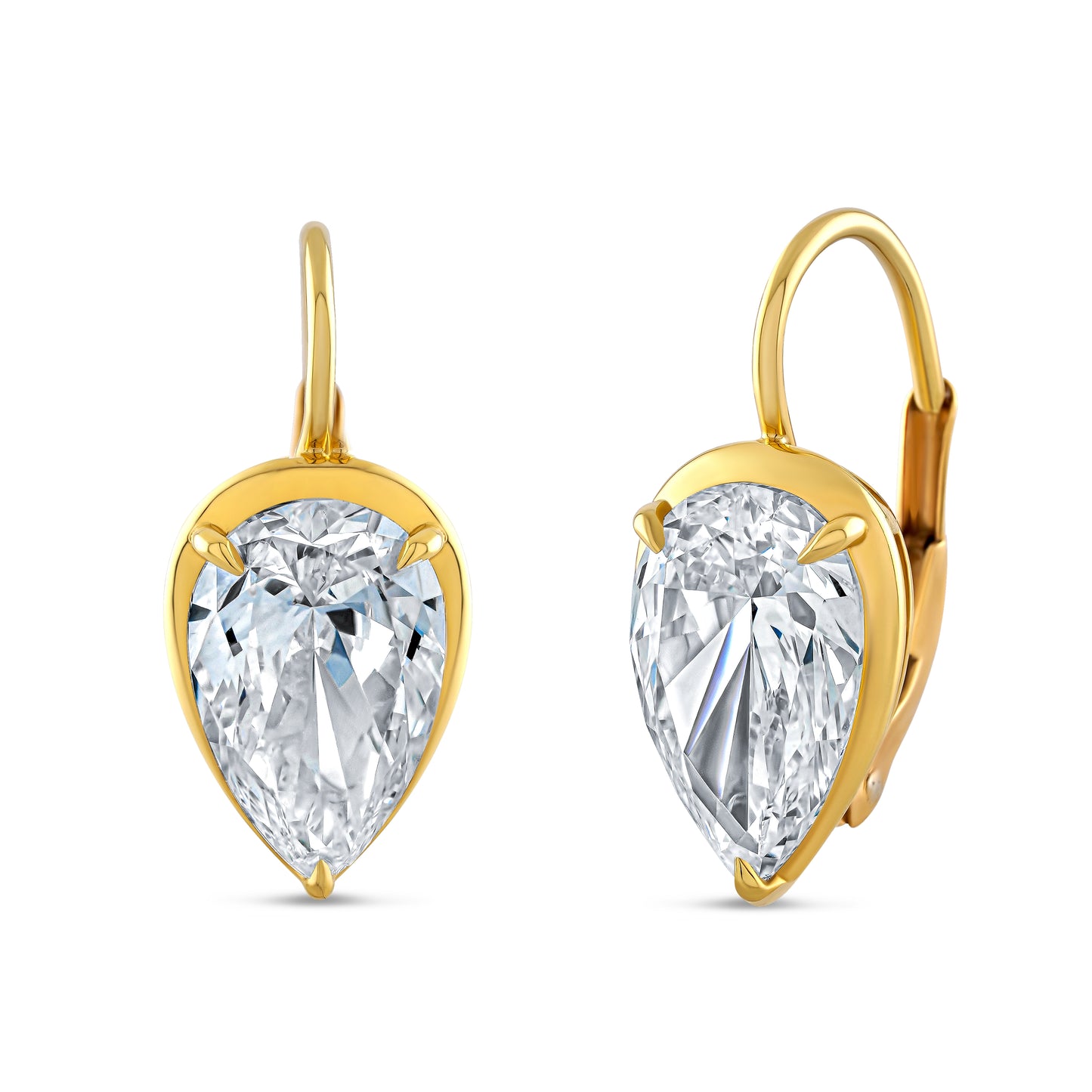 Bezel Set Pear Diamond Earrings