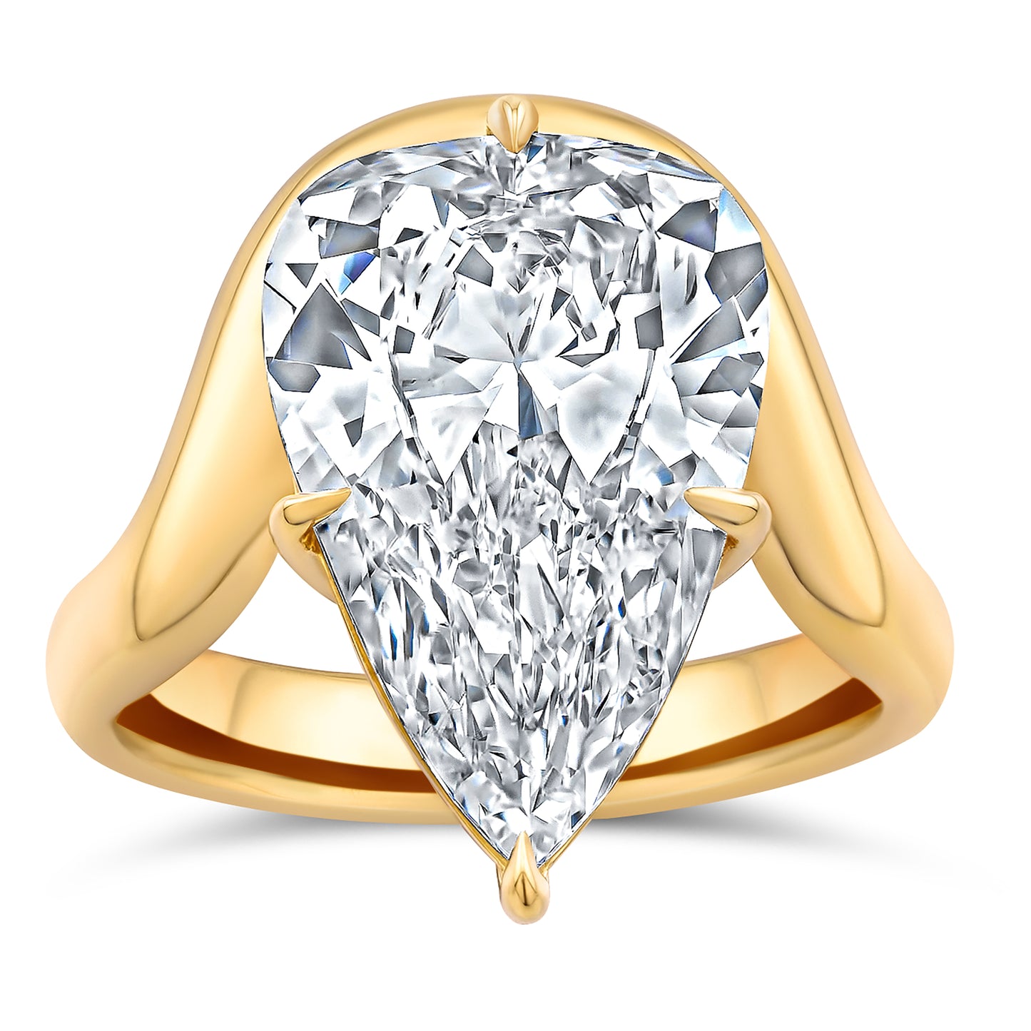 Curved Shank Pear Diamond Solitaire Ring