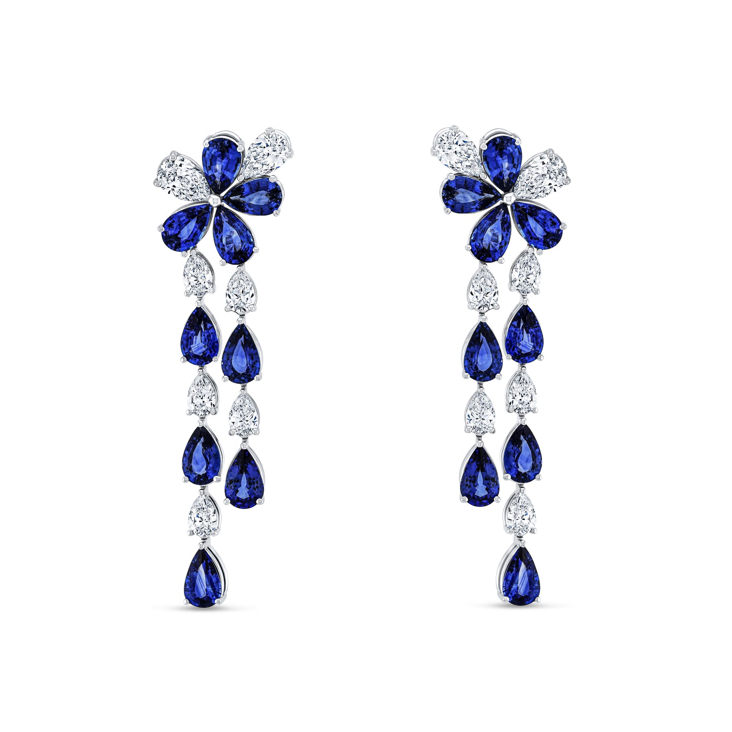 Sapphire and Diamond Pear Earrings