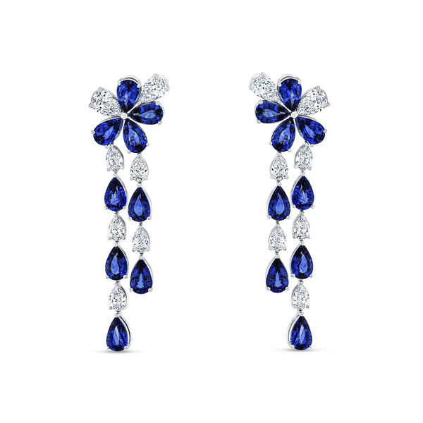 Sapphire and Diamond Pear Earrings