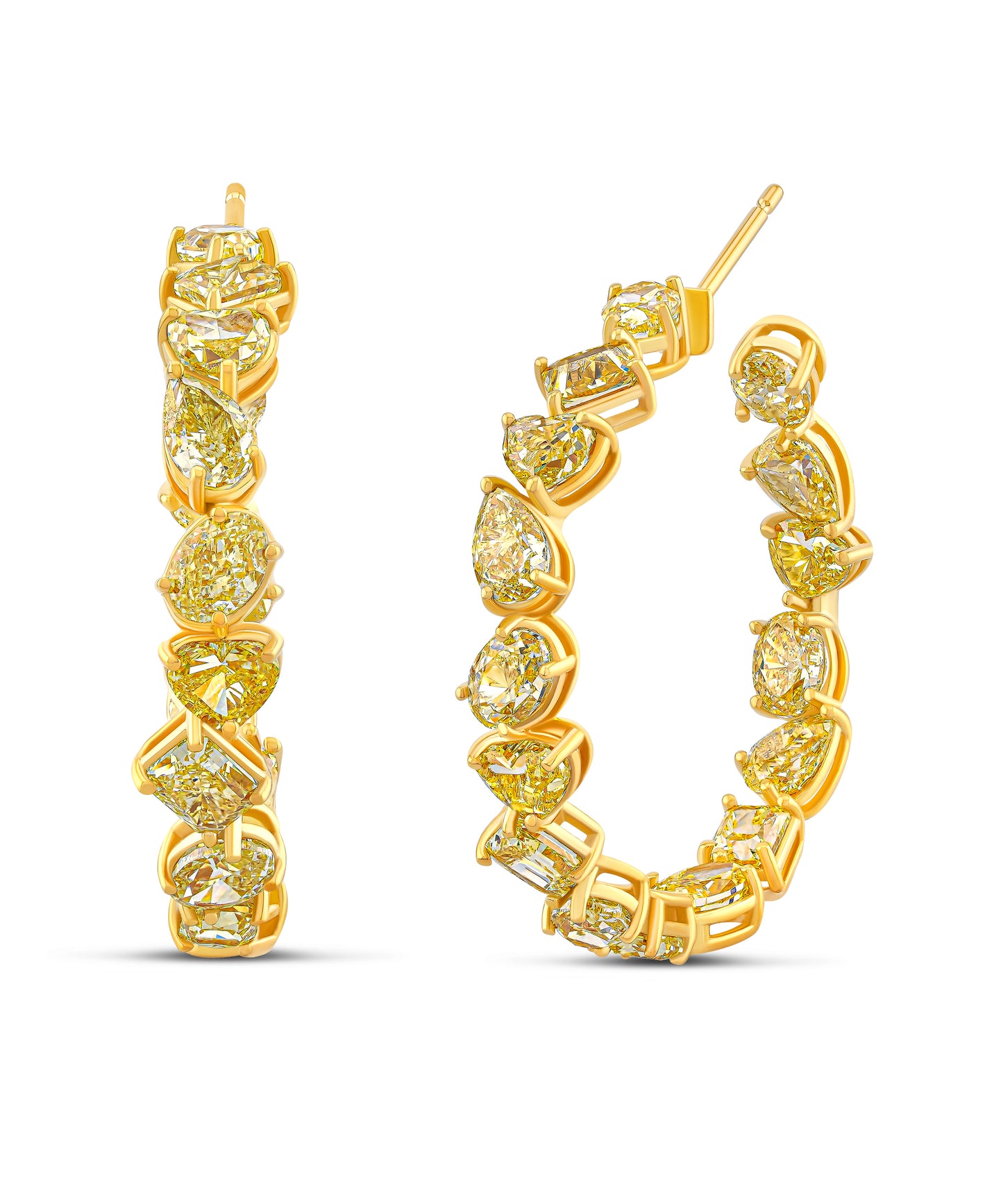 Fancy Yellow Mixed Shape Diamond Earrings