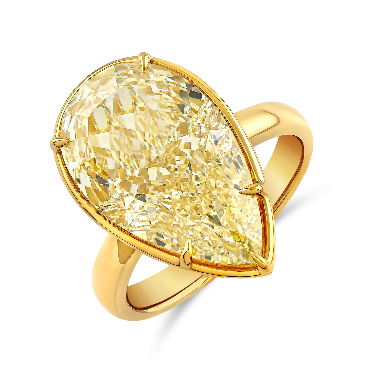 Fancy Yellow Pear Shaped Solitaire Ring