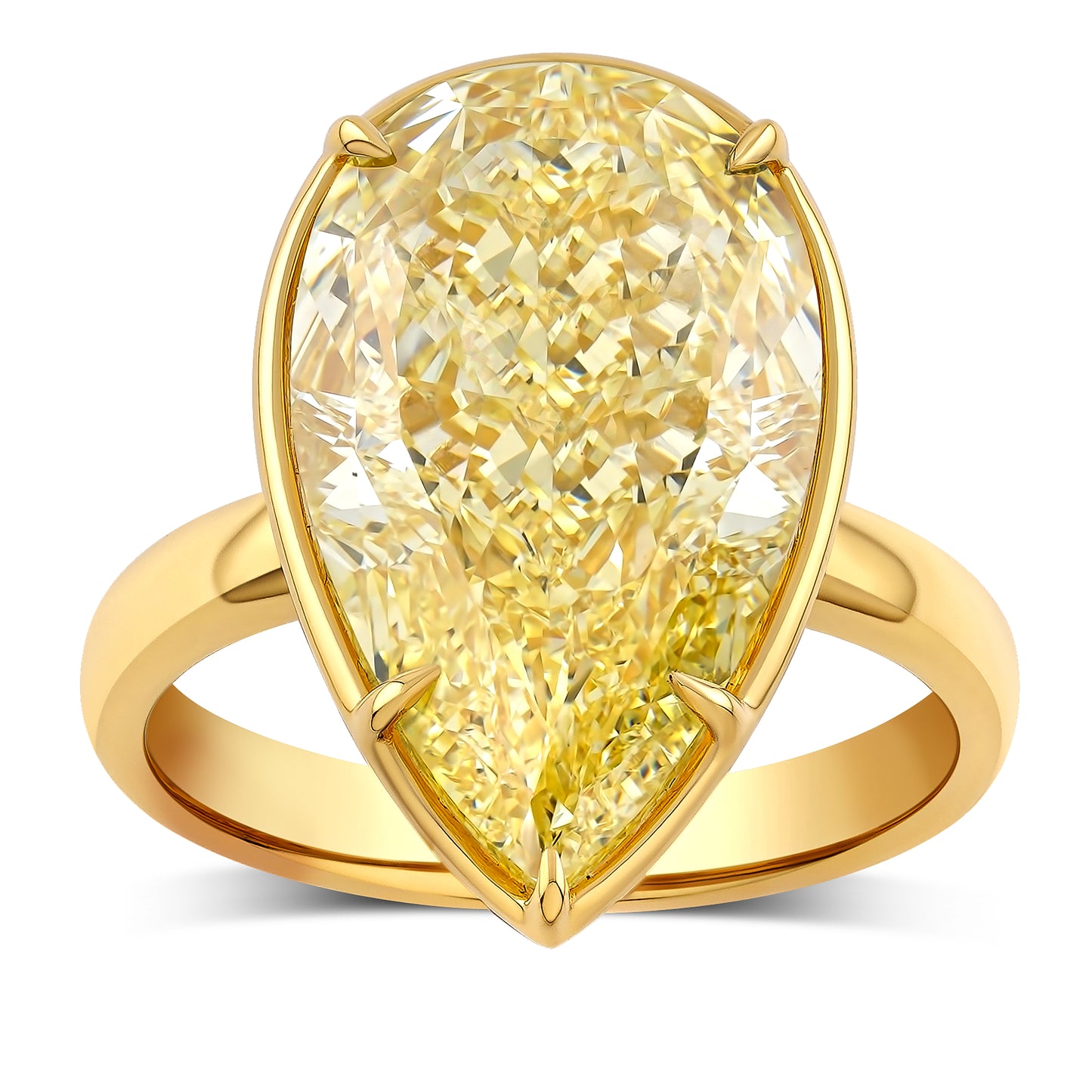 Fancy Yellow Pear Shaped Solitaire Ring