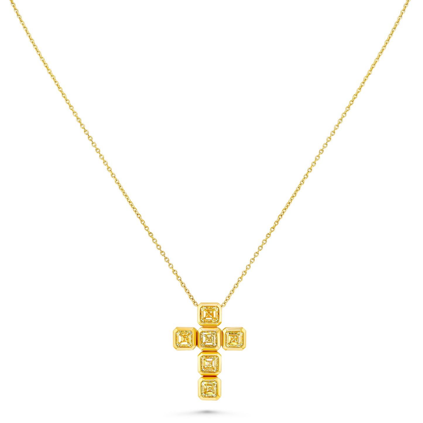Asscher Diamond Cross Pendant