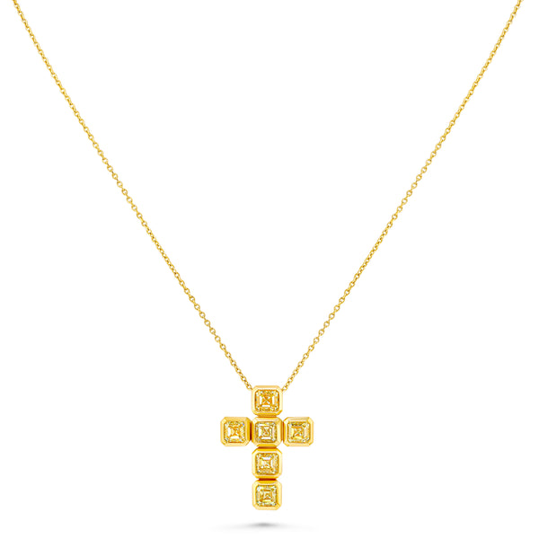 Asscher Diamond Cross Pendant