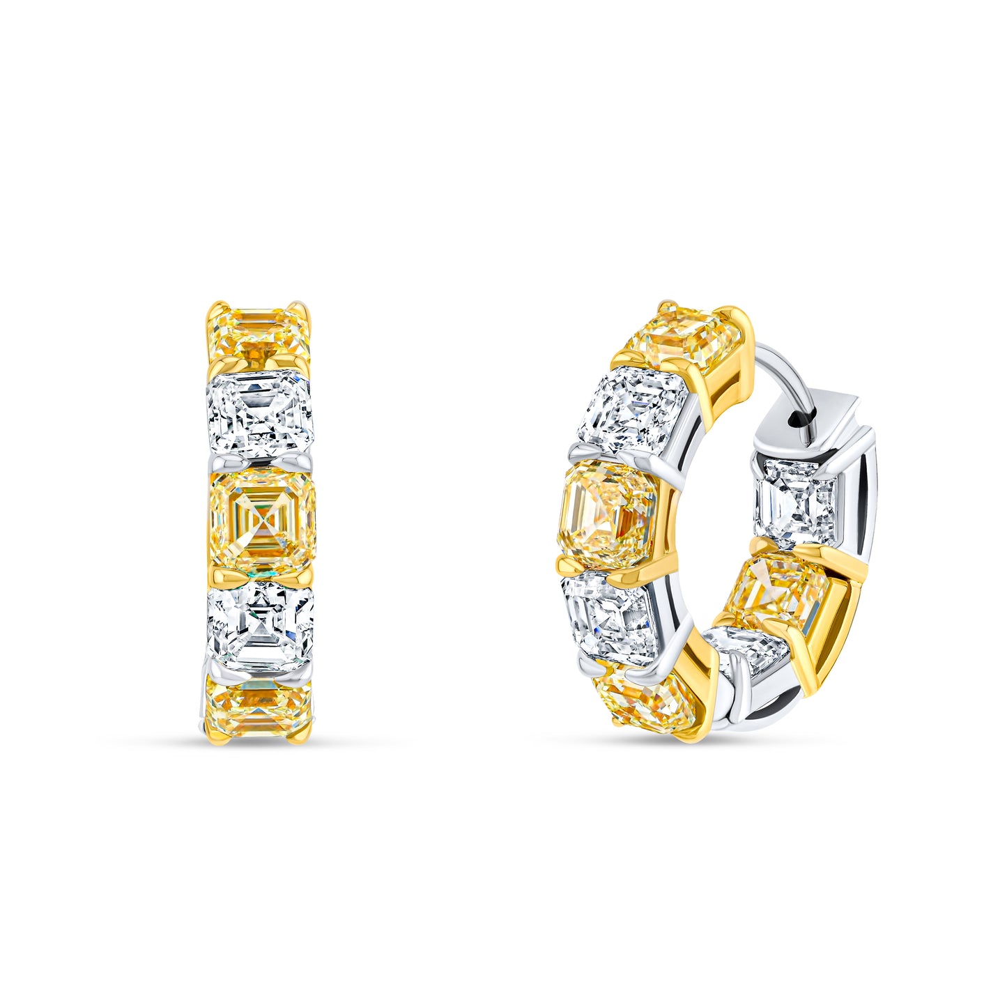 Asscher Diamond Hoop Earrings