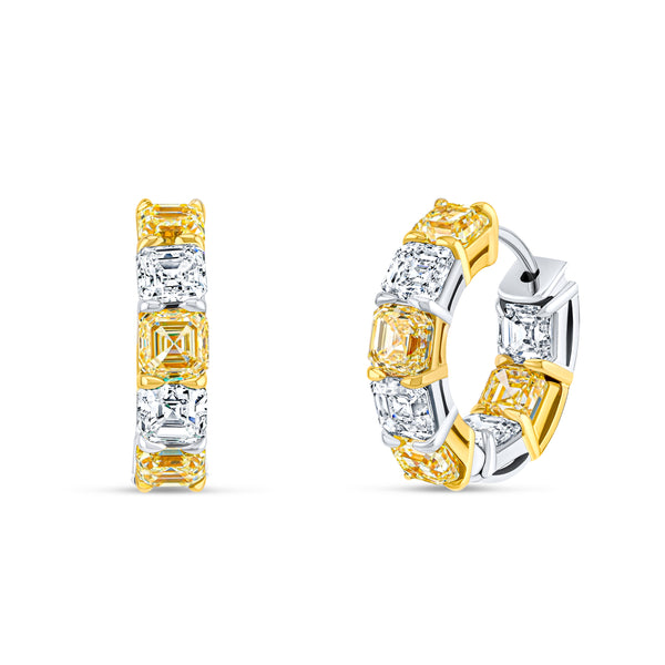 Asscher Diamond Hoop Earrings