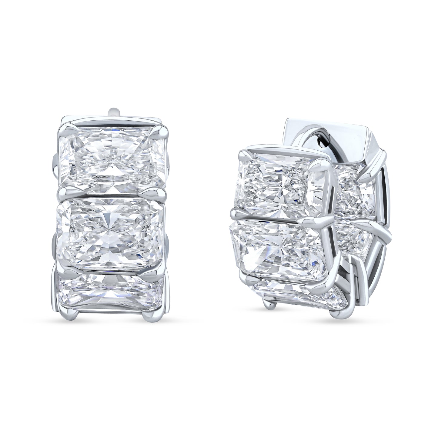 Large Radiant Diamond Huggies