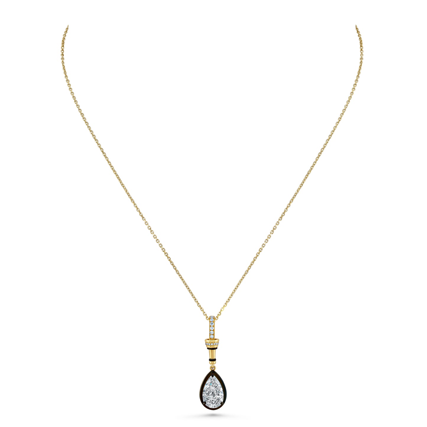 Pear Diamond with Enamel Drop on Chain