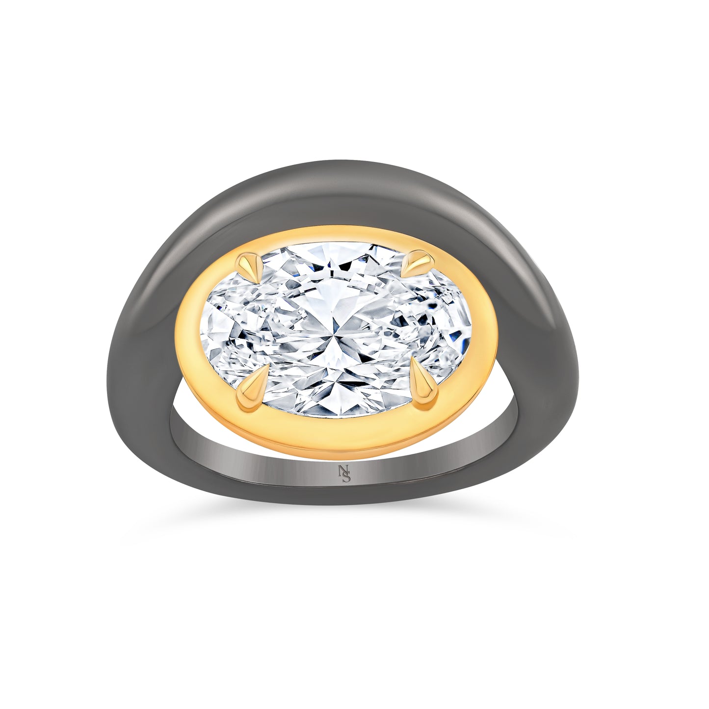 4.01 Carat Oval Diamond Solitaire Ring with Rhodium Finish