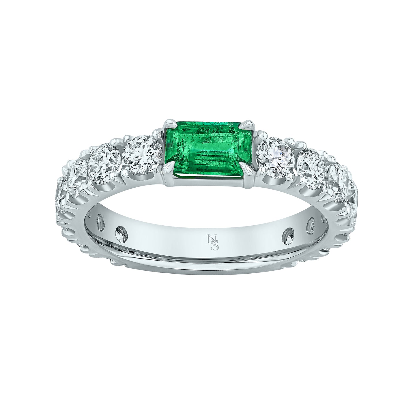 Emerald Accented Diamond Band