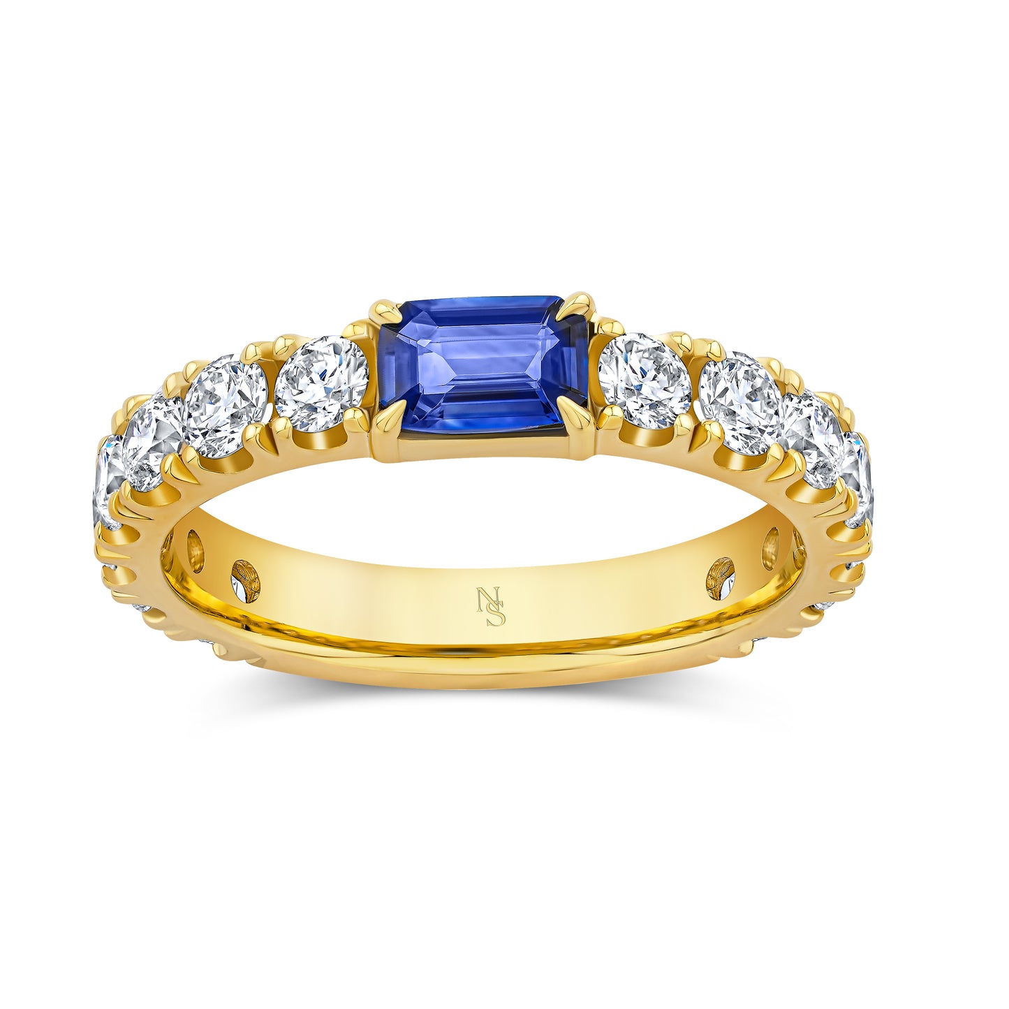 Sapphire Accented Diamond Band