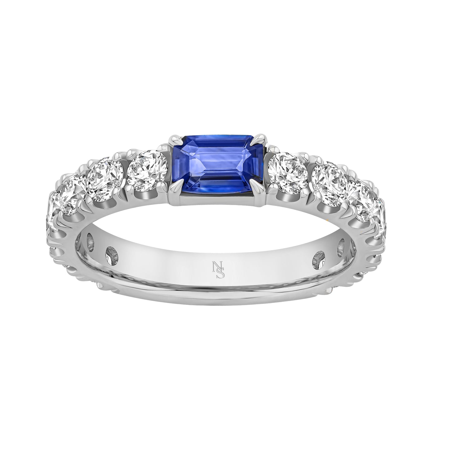 Sapphire Accented Diamond Band