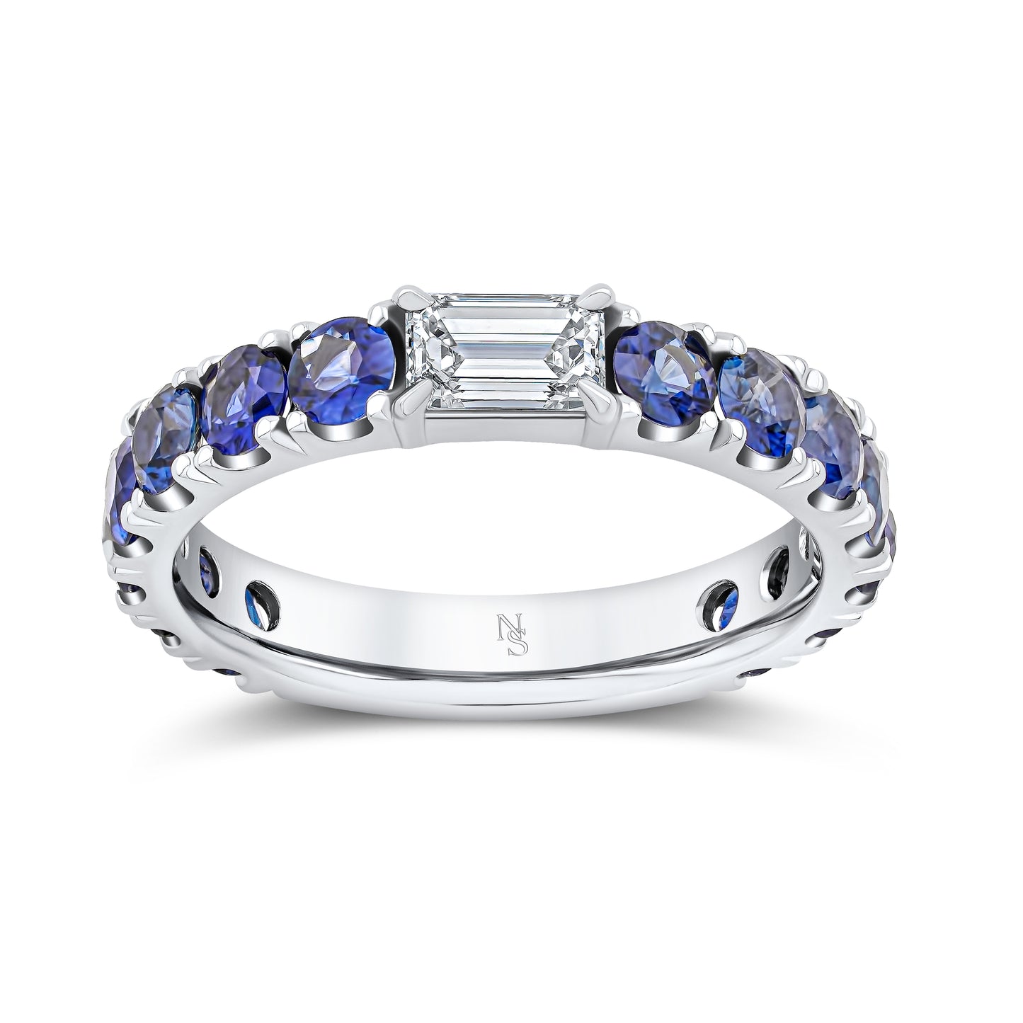 Diamond Accented Sapphire Band