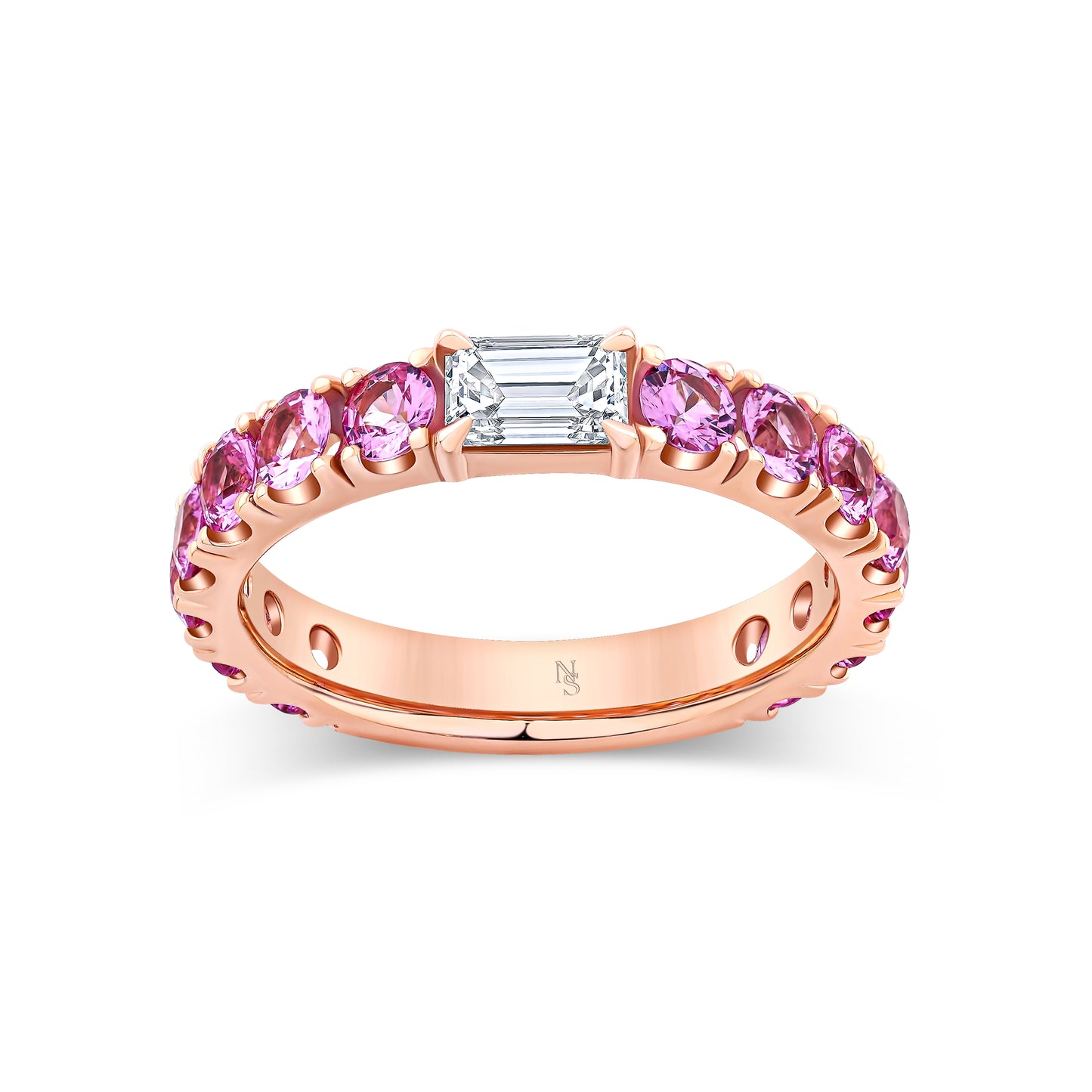 Diamond Accented Pink Sapphire Band