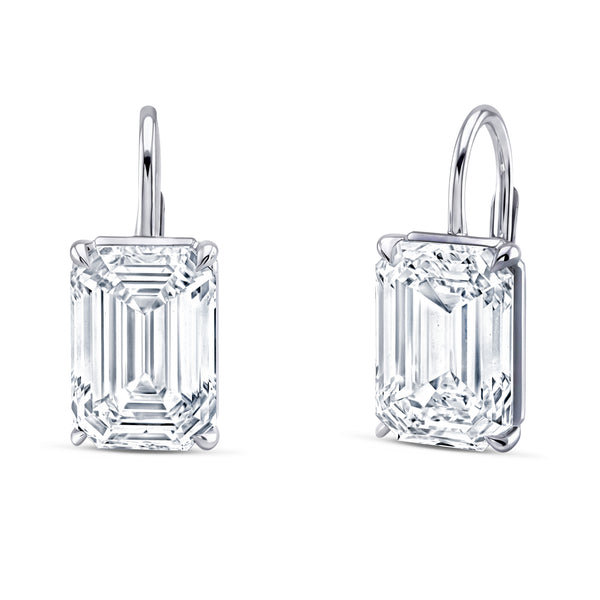 Drop Emerald Cut Diamond Earrings