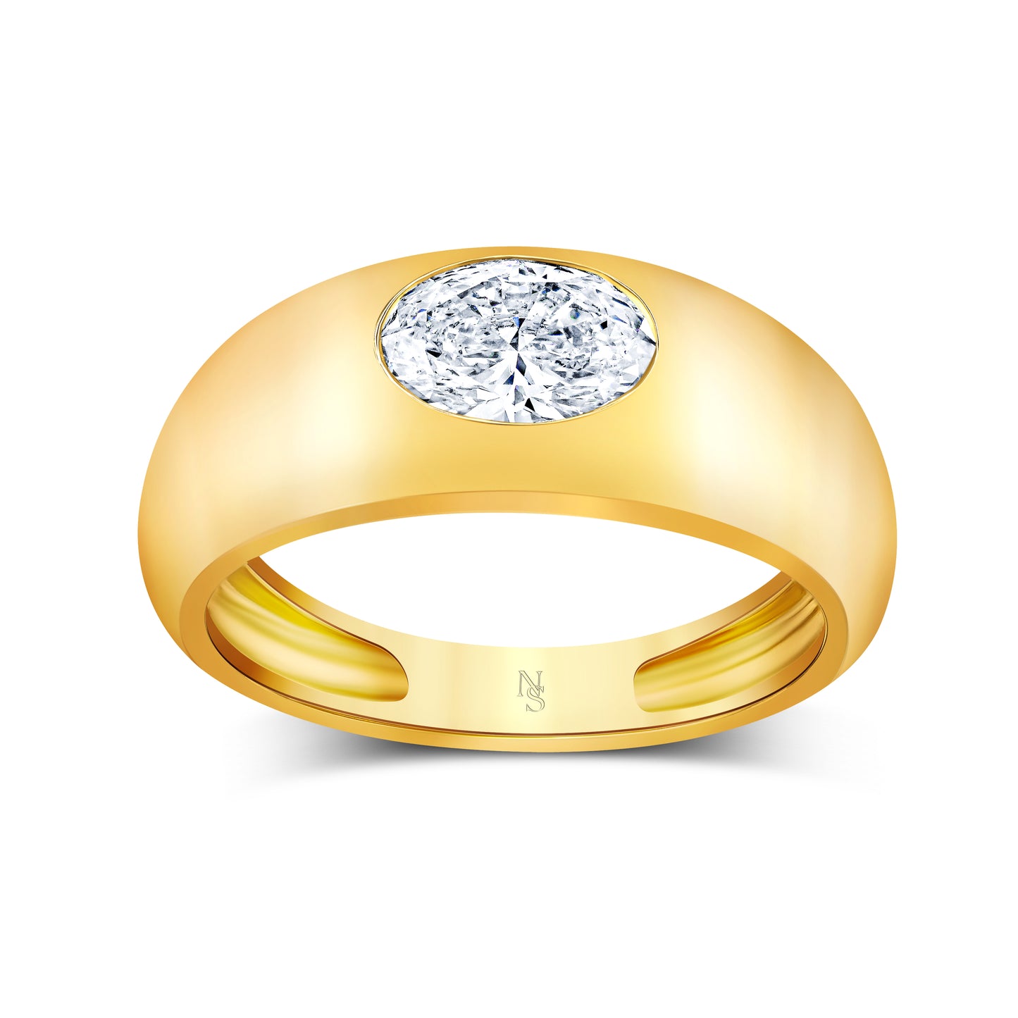 Flush Set Oval Diamond Ring