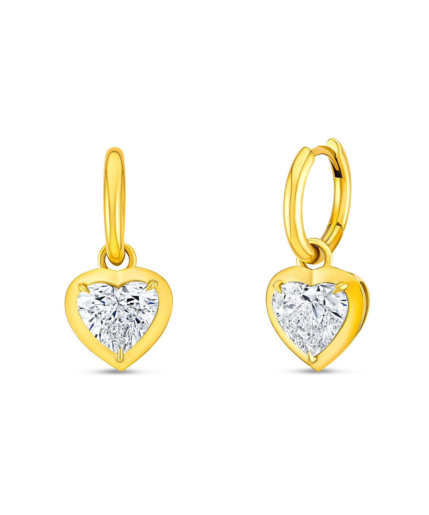 Dangling Diamond Heart Earrings