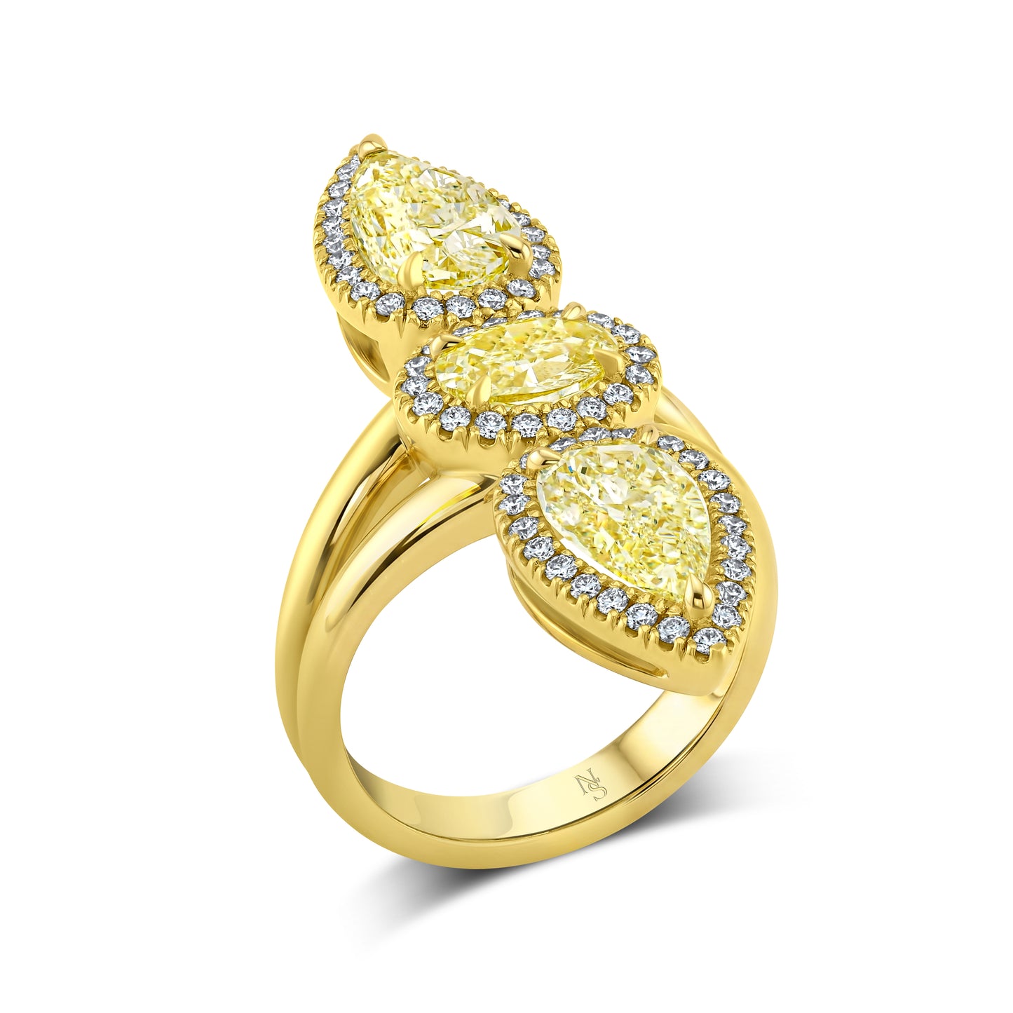 Fancy Yellow Three Stone Ring