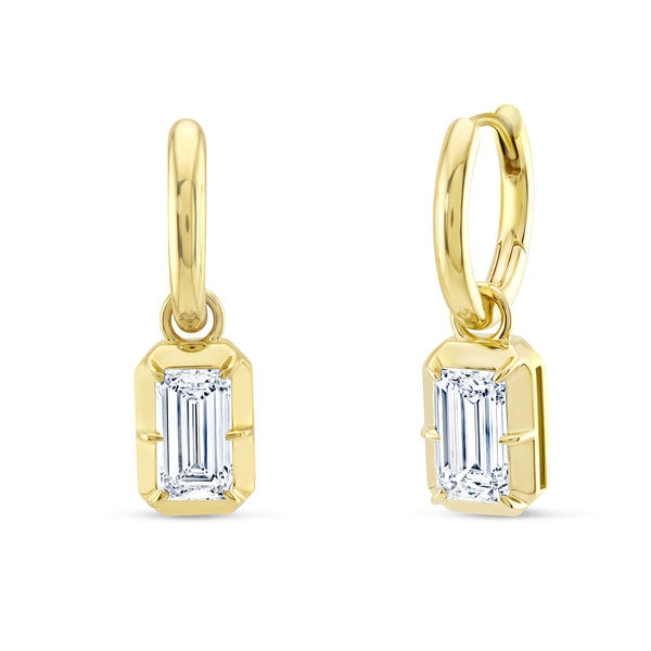 Emerald Cut Diamond Dangle Earrings