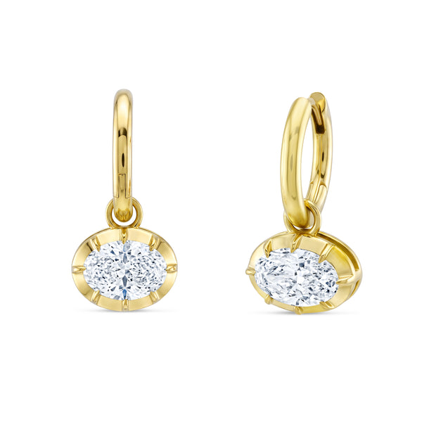 Oval Diamond Dangle Earrings