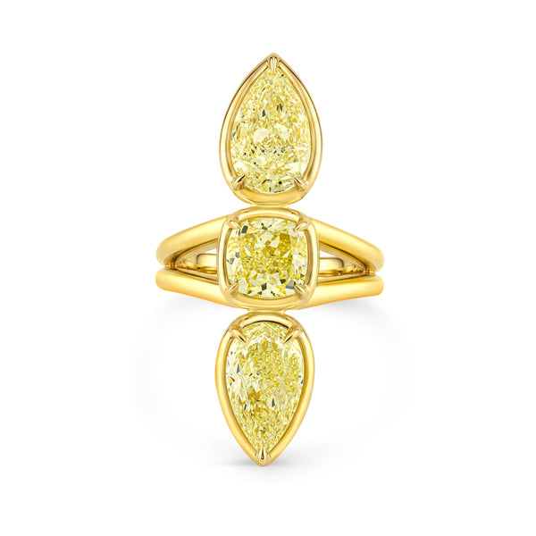 Fancy Yellow Three Stone Ring