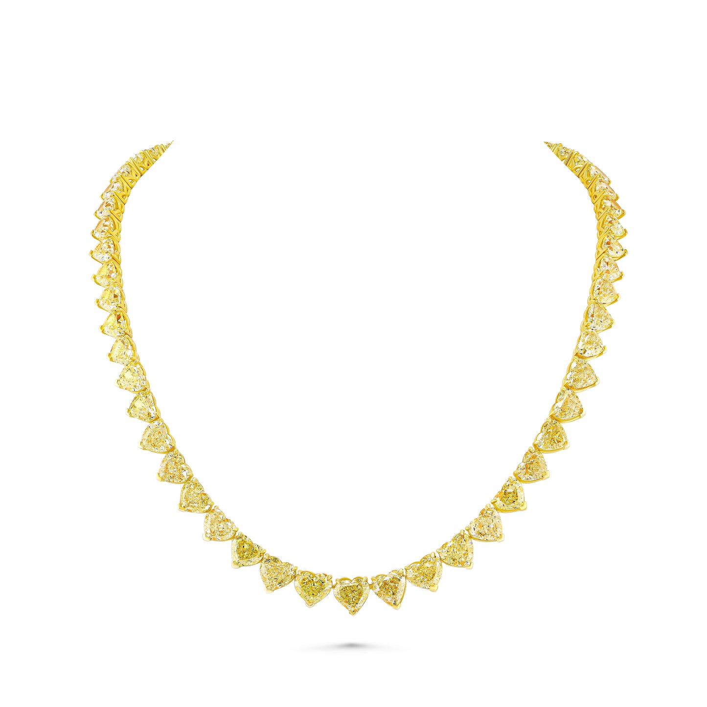 Straight Line Fancy Yellow Heart Diamond Necklace