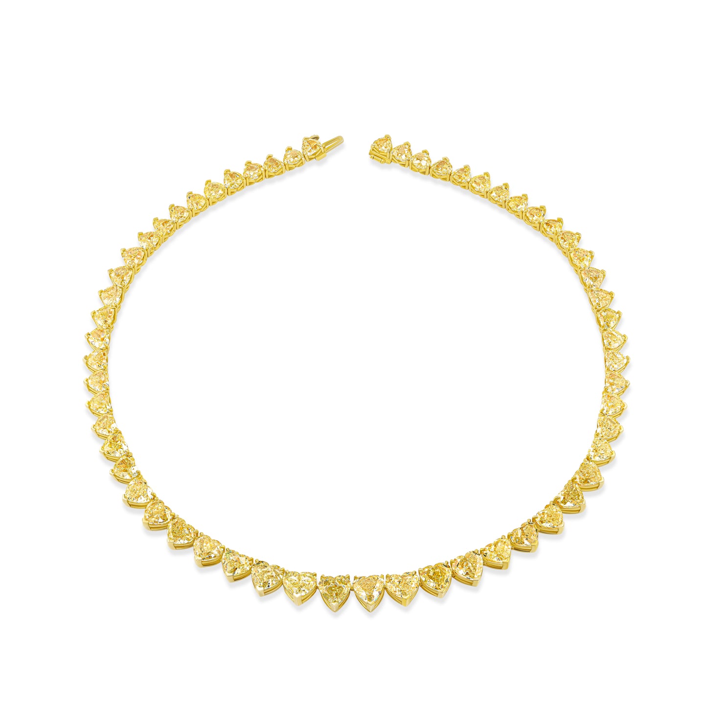Straight Line Fancy Yellow Heart Diamond Necklace