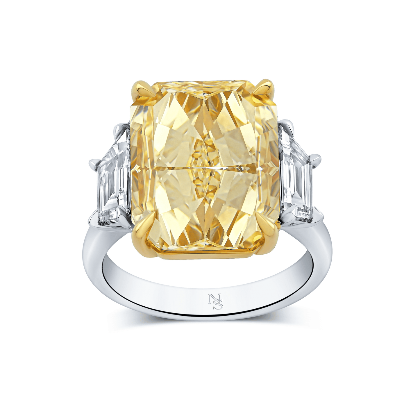 Yellow Radiant Diamond Three-Stone Ring