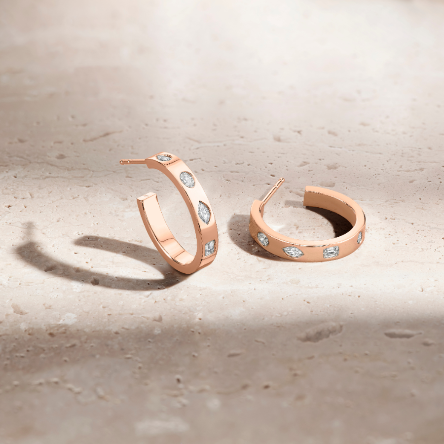 Fancy Shape Diamond Hoop Earrings