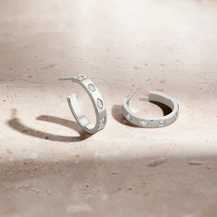 Fancy Shape Diamond Hoop Earrings