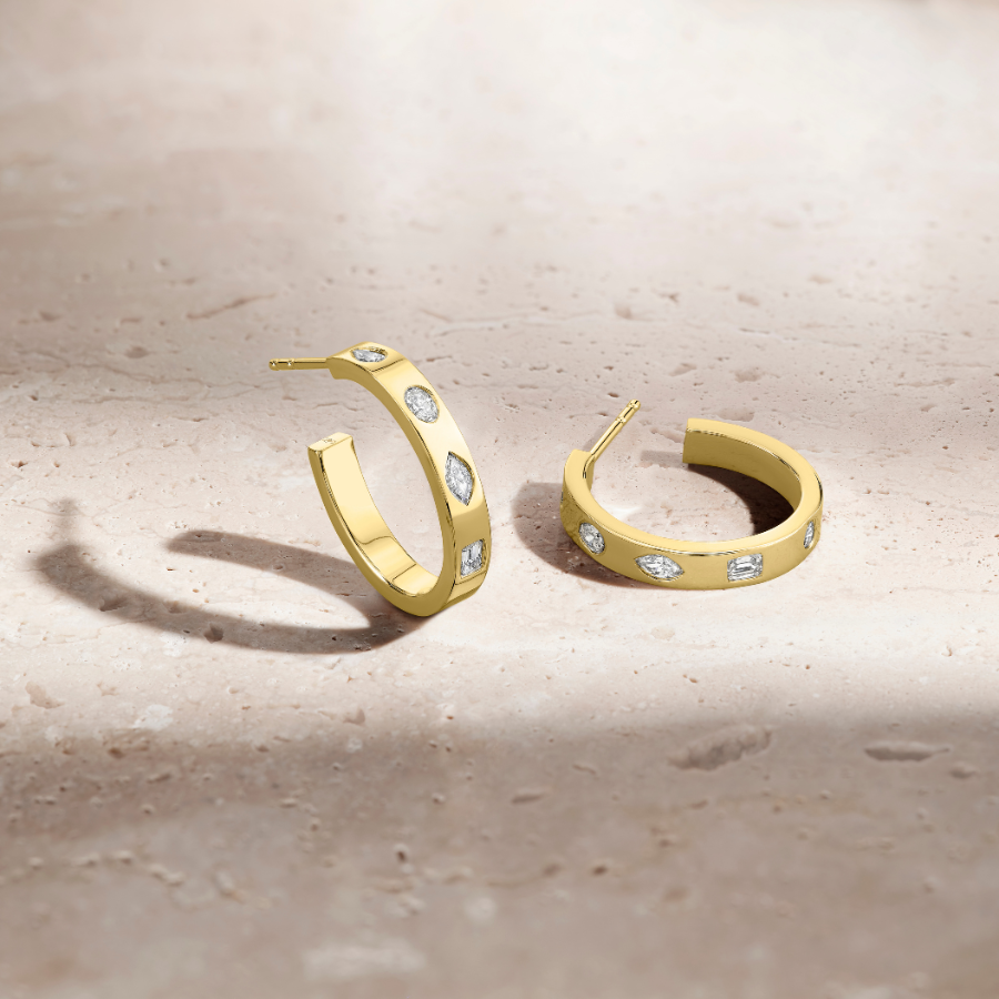 Fancy Shape Diamond Hoop Earrings