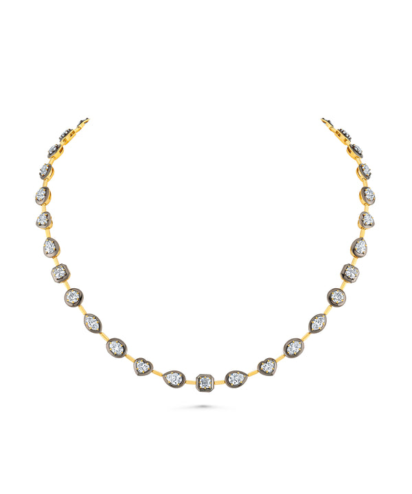 Fancy Shape Diamond Necklace with Rhodium