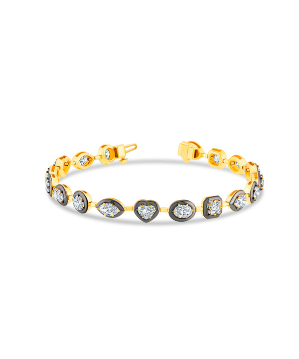 Fancy Shape Diamond Wire Set Bracelet with Rhodium