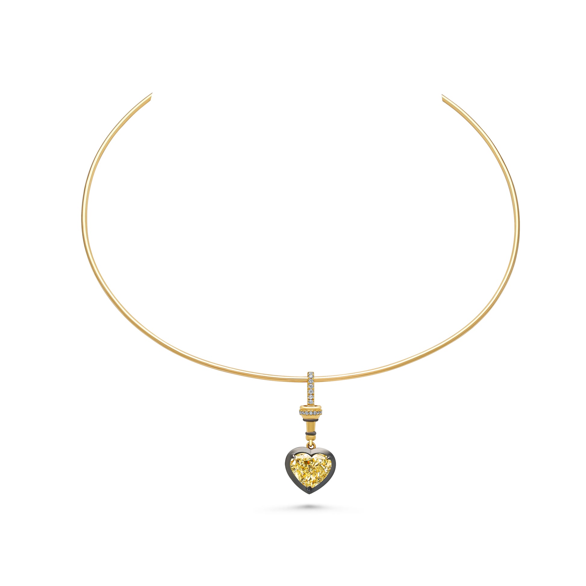 Fancy Yellow Heart Diamond Drop Pendant