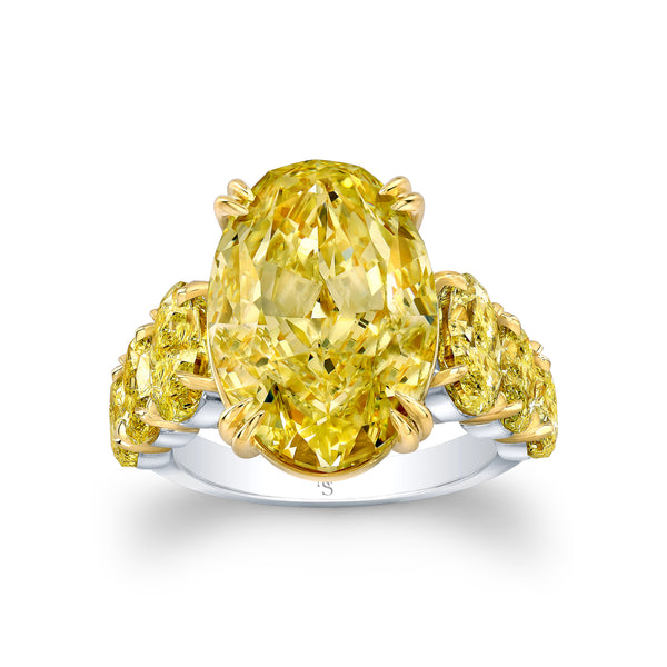 Fancy Yellow Oval Seven-Stone Diamond Ring