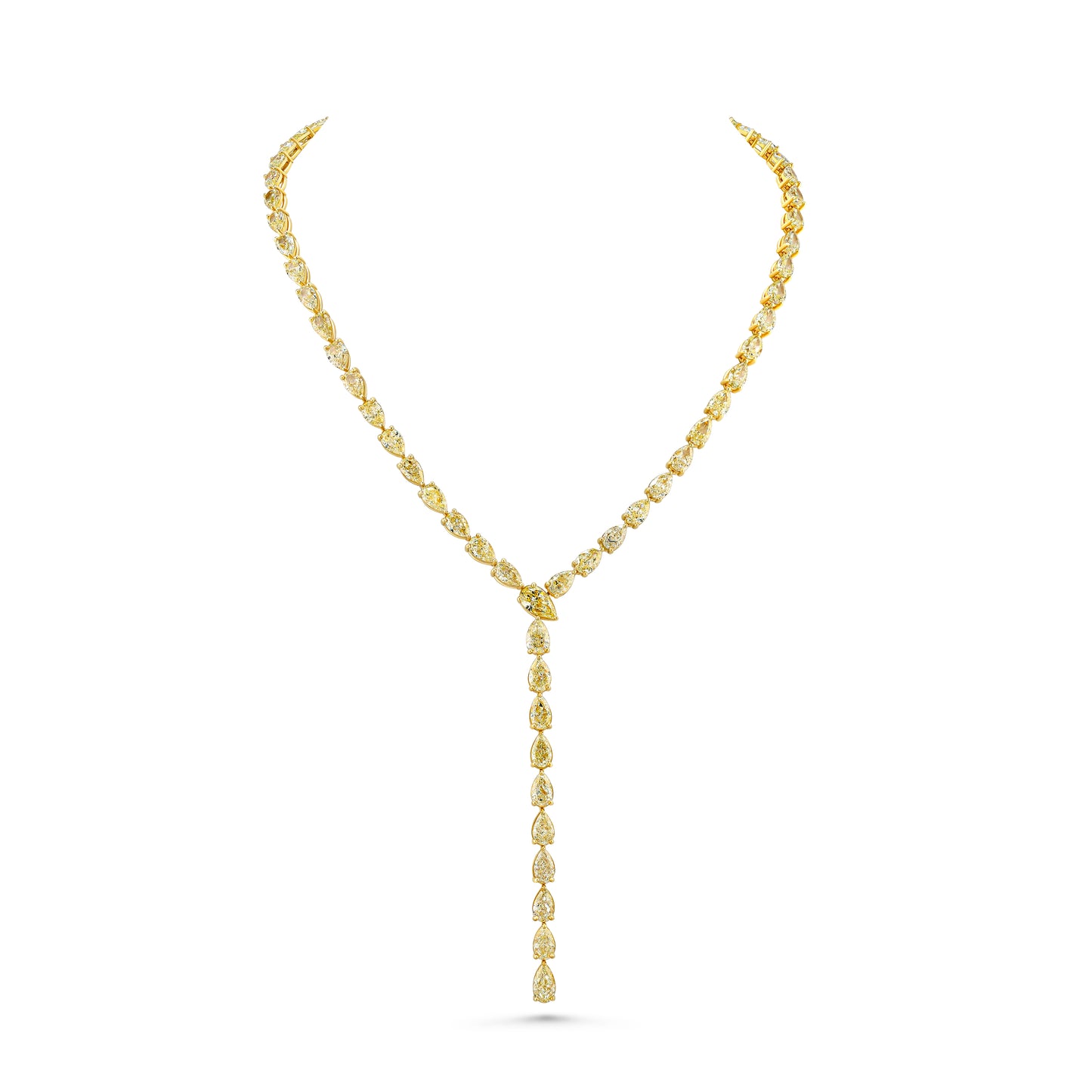 Yellow Pear Diamond Lariat Necklace