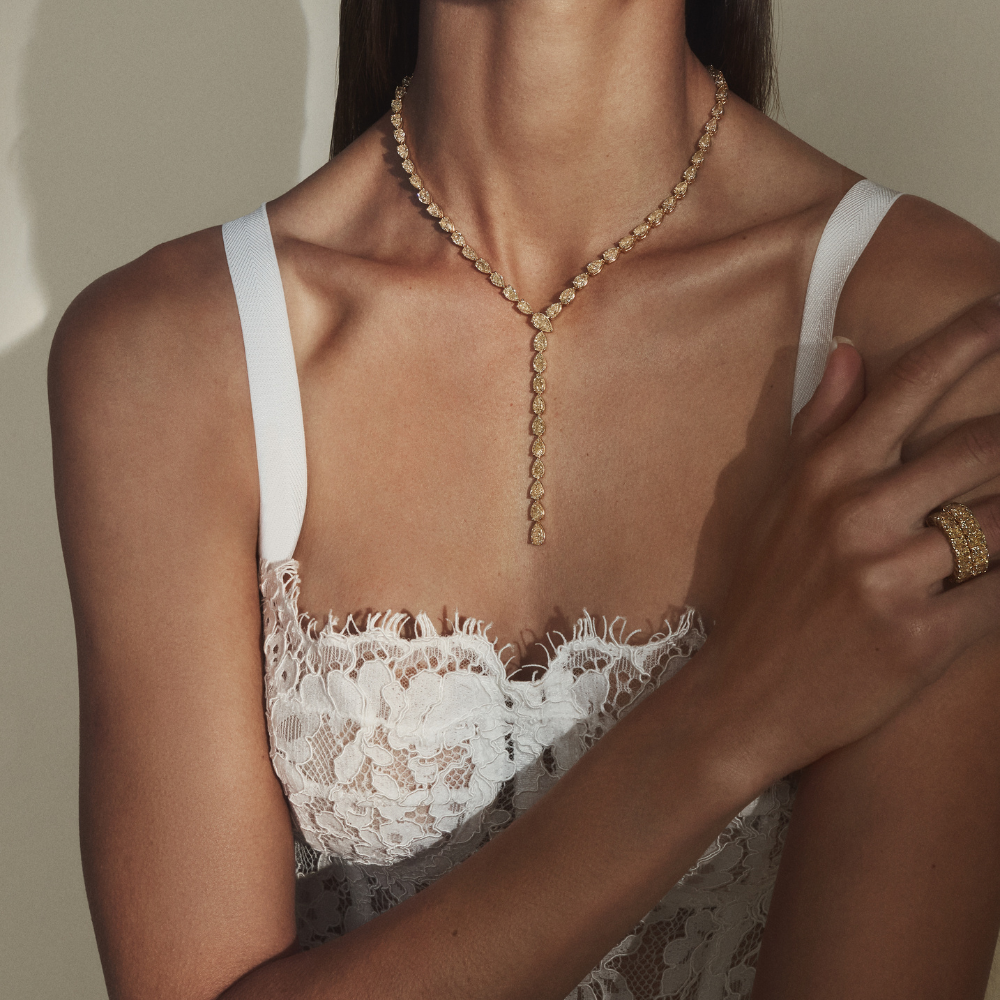 Yellow Pear Diamond Lariat Necklace