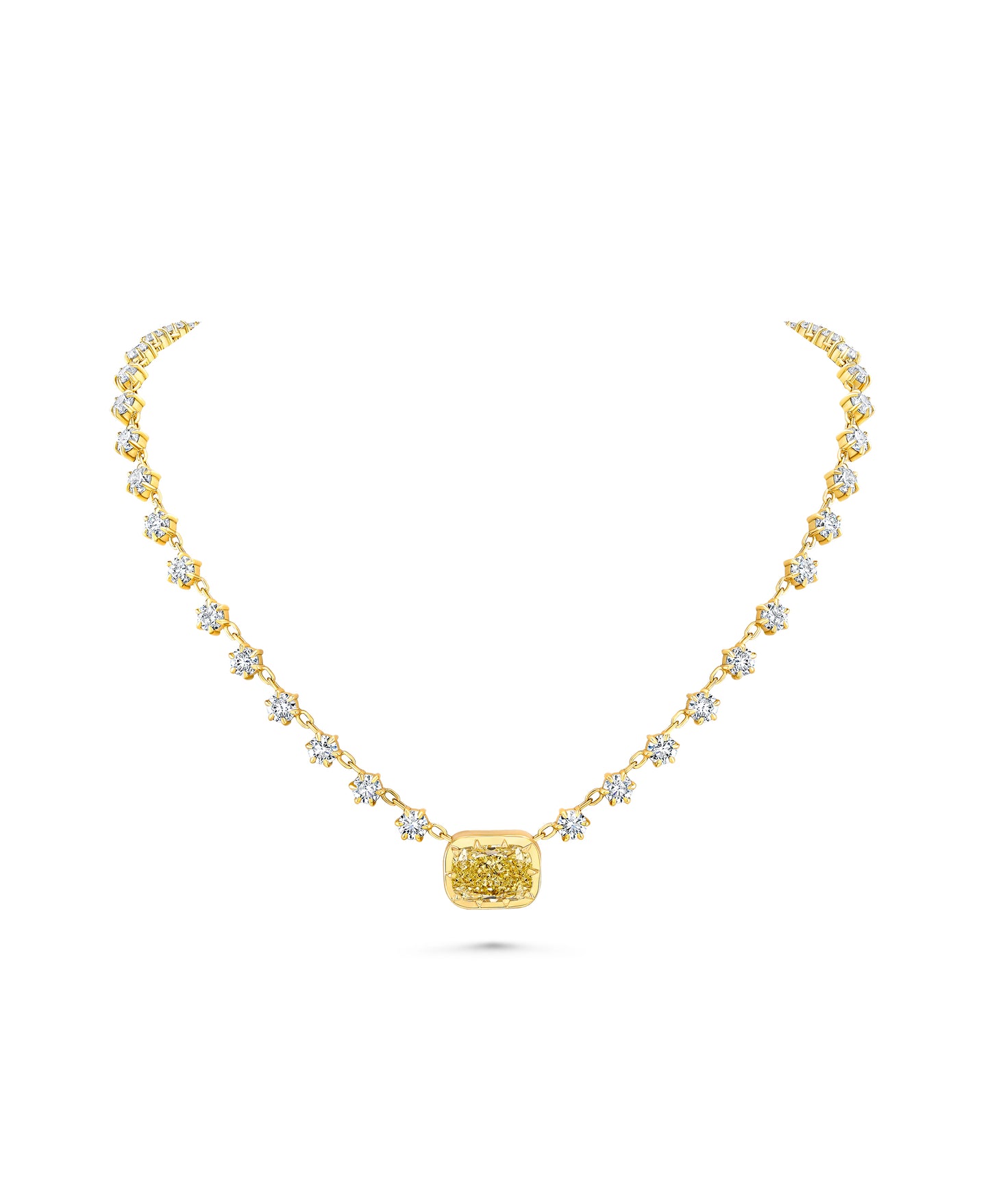 Fancy Yellow Radiant Diamond Necklace