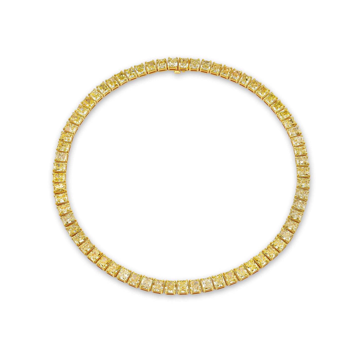 Fancy Yellow Straight Line Radiant Diamond Necklace